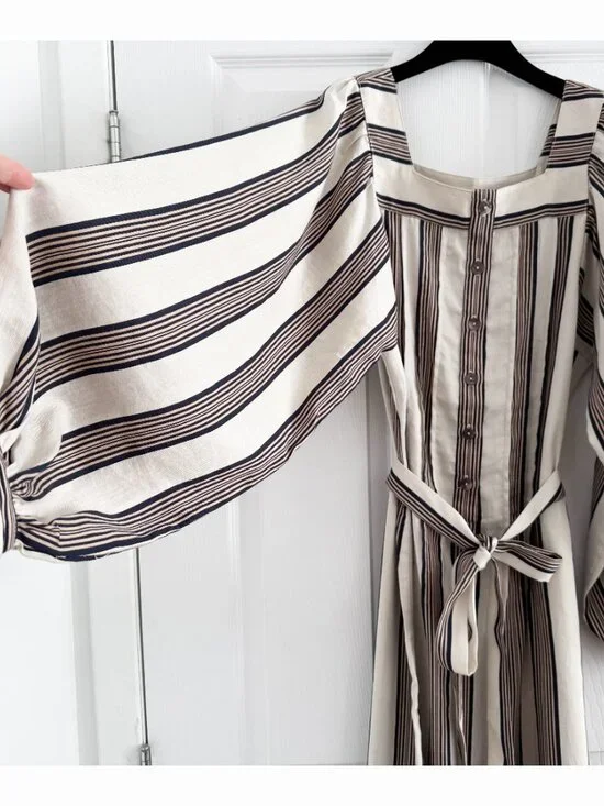 Horses Atelier "Blouson" Striped Maxi Dress in Soleil, size "3" (fits like Small - Picture 4 of 12